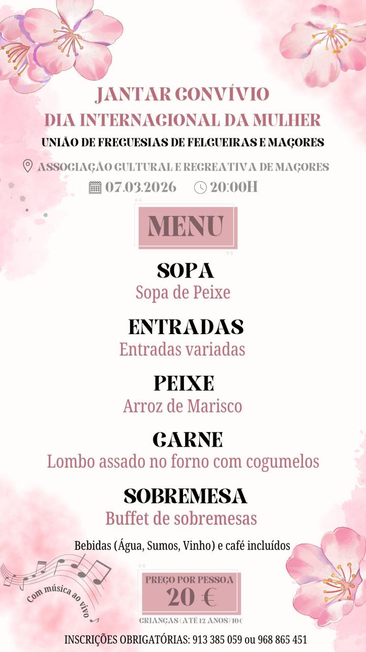 Jantar Conv&iacute;vio | Dia internacional da Mulher